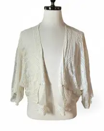 Rachel Zoe Lace Kimono Cardigan Ivory Open Front Boho Fairycore One Size