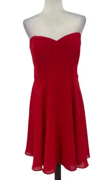 JASMINE BRIDESMAID Strapless Midi Dress Sz 14 Red Valentine's Day Sheer Prom