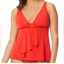 Beyond‎ Control Solid Essentials V-Neck Tankini Top Habanero size 12 NWT