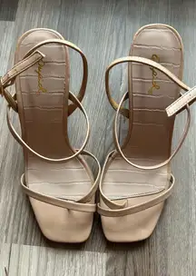 Nude strappy sandal heels
