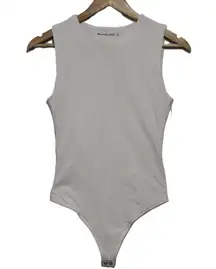 Womens Abercrombie & Fitch White Elastic Crewneck Sleeveless Bodysuit Size Small
