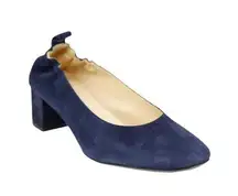 EVERLANE Italian Suede Leather Day Heel Pumps Women 8 Navy Classic Retro Elegant