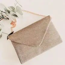 A New Day Silver & Gold Sparkly Envelope Clutch with Gold Chain Crossbody