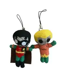 Lot of 2 Robin Aquaman Keychain Voodoo Doll Figurine DC Comics