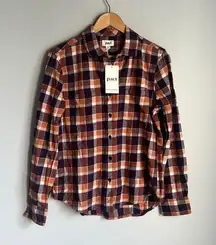 NEW Pact currant plaid mila flannel organic cotton shirt