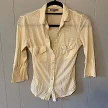 James Perse Cream Knit Buttondown Size 1