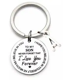 To My Son A Letters Keychain Diy Car Keyring Accessories Stainless Steel Jewelry