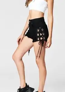 LF Carmar High Waist Side Lace Denim Jean Shorts