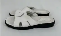 Azaleia Vtg White Leather‎ Slides Sandals Shoes Women's Size 9M Made In Brazil