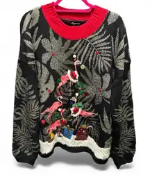 33 Degrees Festive Black & red sequin Christmas sweater