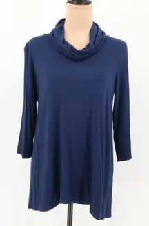 JJill Wearever Collection Cowl Neck Tunic Top Womens Navy Blue Stretch  Size SP