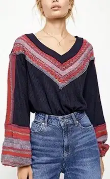 Free People Womens Boho Oversized Knit Slouchy Copenhagen Thermal Top Size M