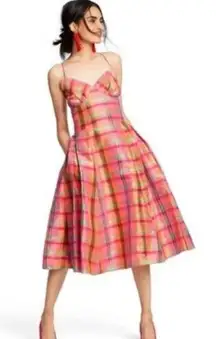 Silk Plaid Spaghetti Strap Tea Dress