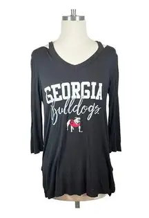 GEORGIA BULLDOGS UGA GAMEDAY COUTURE LONG SLEEVE TOP STRAPPY WOMEN'S SIZE SMALL