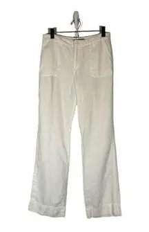 Sigrid Olsen White Linen Straight Wide Leg Casual Pants Women Sz 4