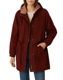 Braetan Maroon Purple Suede Hooded Trench Coat Jacket Small
