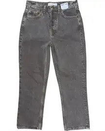 NWT Topshop Editor Straight Leg Jeans 26 x 30 High Rise Button Fly Gray Taupe