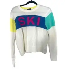 Vince Camuto  Ski Sweater Graphic Color Block Skiing Winter Olympics Size Small