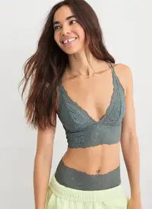 Sage Green Long Line Lace Bralette