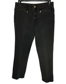 Vintage Lauren‎ Ralph Lauren Black Crop Straight Leg Jeans Size 12 Flat Front