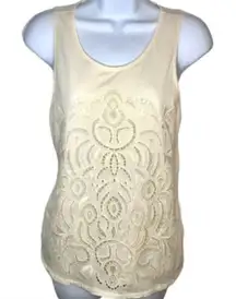 JCrew Factory Eyelet Lace Off White Cotton Tank Top Cream XS