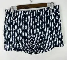 LOFT Riviera Shorts Womens 2 Blue Geometric Print Preppy Coastal Resort Vacation