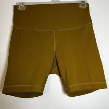 Lululemon Wunder Train High-Rise 6" Bike Shorts Everlux Fabric Gold 8