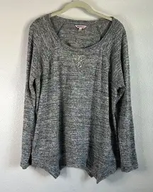 EUC Juicy Couture Embellished Triangle Grey Sweater Sz L