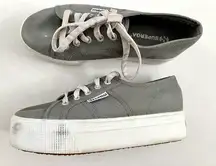 Superga  Womens Size 37.5 Gray Canvas Platform Chunky Lace Up Sneakers Shoes US 7