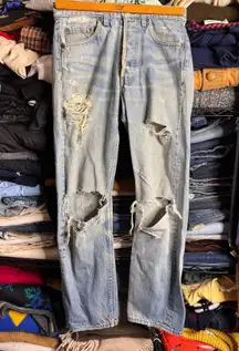 Vintage 80’s 501 Levi’s Distressed Ripped Button Up Jeans size 28x30 Adult 100% Cotton USA made. 