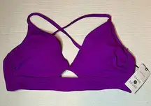 Shade & Shore  Purple Longline Cut Out Bikini Top New!