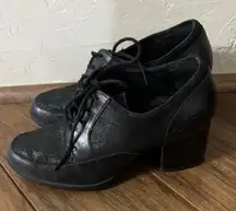 Y2K Born Gamber Black block Heels Size 7.5M Sparkles Super Cute‎