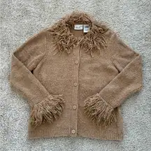Vintage Kathie Lee Collection Shag Sleeve & Collar Cardigan