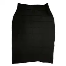 1990s High Waisted Black Bandage Pencil Skirt Size Large Mob Wives Femme Fatale