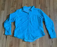 button front pocket roll up sleeve shirt outdoor hiking work western aqua ocean fresh material coastal colorful
