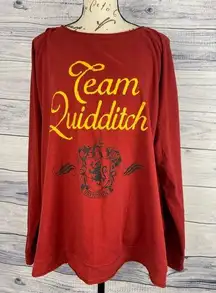 Harry Potter  Team Quidditch Shirt Women XL Long Sleeve Gryffindor Stretch Maroon