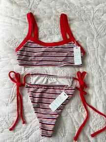 Frankie’s Bikinis red, white and blue set 