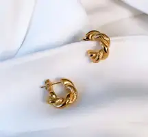 New 18K Gold Plated Twisted Open Chunky Round Hoop Earrings