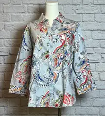 Chico's Wrinkle Resistant Paisley Button Front Shirt Size 3 (XL/16)