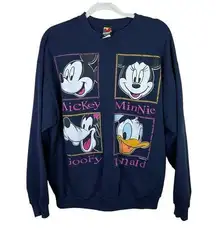 Disney Vintage Mickey Unlimited Mickey Minnie Goofy Donald Window Pane Graphic Crewneck