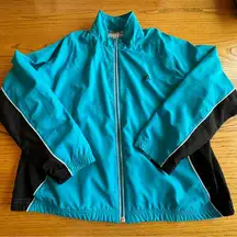 Adidas  Women’s Size XL Full Zip Retro Jacket Blue Black Workout Windbreaker‎