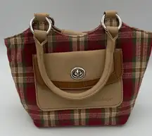 Longaberger Red and Tan Checkered Clutch Bag