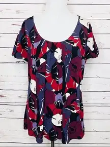 Axcess Purple & Red Floral Career Blouse Top Women’s Size XL