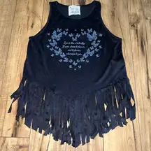 blue fringe tank top