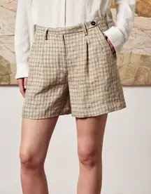 NEW Massimo Alba Sardina Bermuda High Rise Tailored‎ Linen Shorts Neutral IT 42