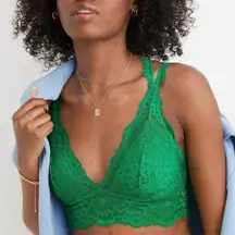 Aerie Fa La Lace Padded Bralette Green Alpine Size Small