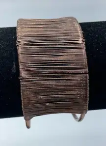 Bronze Metal Wrapped Bangle Bracelet Boho Artsy Lagenlook Art To Wear
