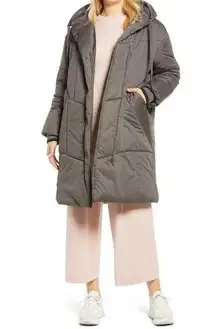 Avec Les Filles  Hooded Duvet Gray Puffer Jacket