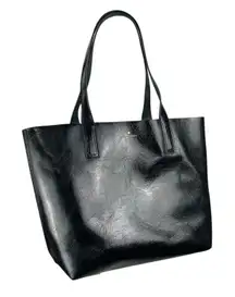 Kate Spade Arch Patent Leather Black Green Reversible Tote Shoulder Bag Large