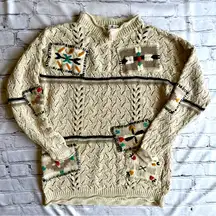 Vintage Saks Fifth Avenue Silk Blend Open Knit Patchwork Unique Sweater Artsy